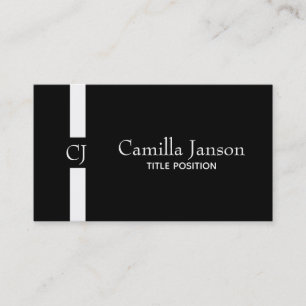 Monogrammed White Stripe Business Card