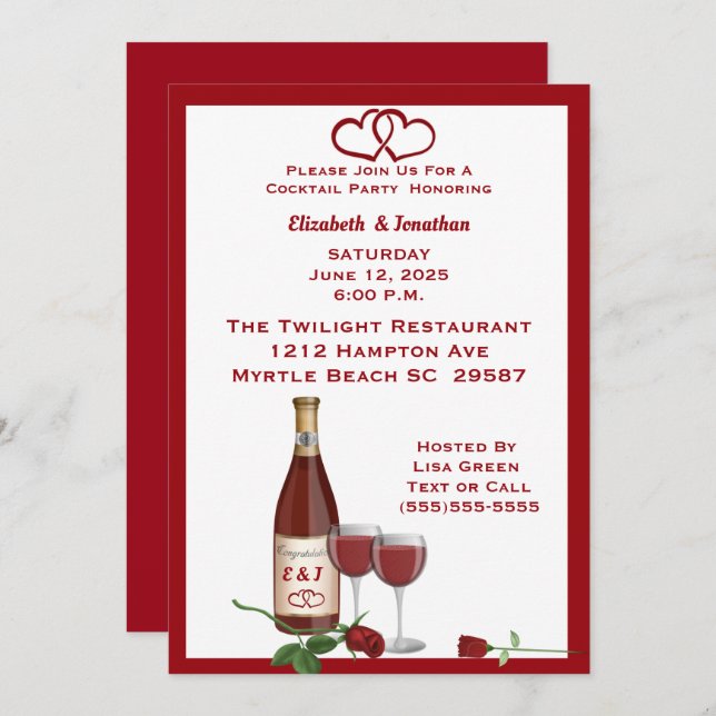 Monogrammed Wine Bottle Invitation (Front/Back)