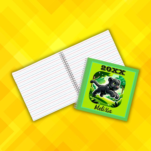 Monogrammed with Black and Green Panther Cub | Notebook (Creator Uploaded)