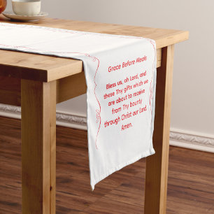 Monogrammed with Catholic Blessing Short Table Runner
