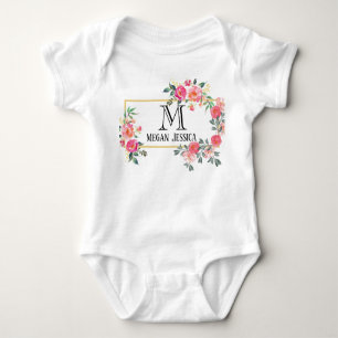 monogrammed woman personalised name baby girl baby bodysuit