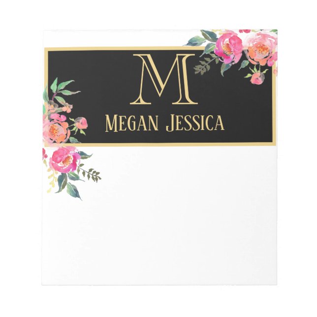 monogrammed woman personalised name notepad (Front)