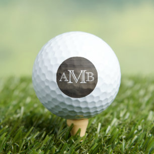Monogrammed Wood-Look Golf Balls