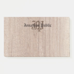 Monogrammed Wood Look Old Script Template Post-it Notes
