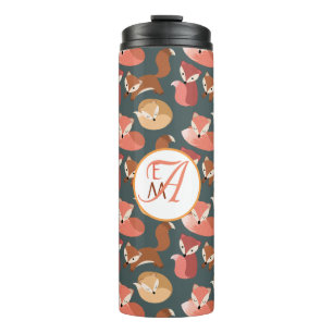 Monogrammed Woodland Fox Fall Colours Autumn Thermal Tumbler