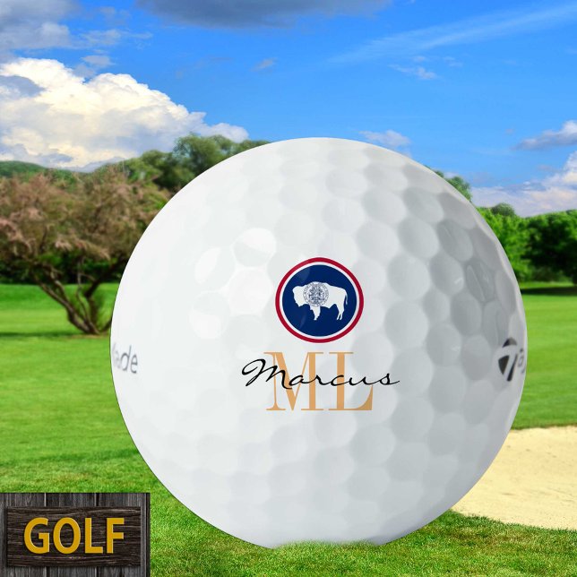 Monogrammed Wyoming Flag & Wyoming, USA Golf Golf Balls (Creator Uploaded)