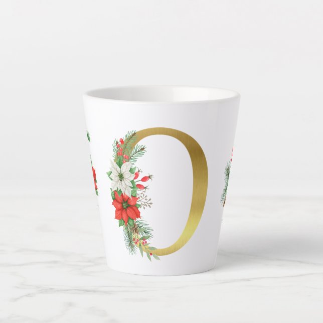 Monogrammed Xmas Latte Mug-Gold Letter Latte Mug (Front)
