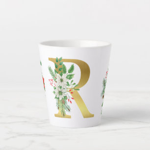 Monogrammed Xmas Latte Mug-Gold Letter Mug