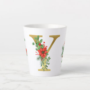 Monogrammed Xmas Latte Mug- Gold Letter Mug