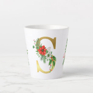 Monogrammed Xmas Latte Mug-Gold Letter Mug