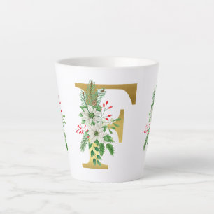 Monogrammed Xmas Latte Mug-Gold Letter Mug