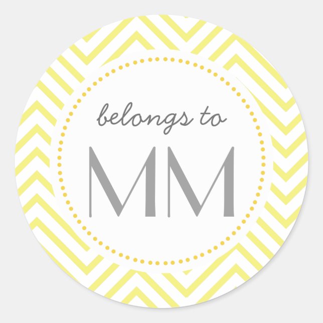 Monogrammed Yellow Chevron - DIY Tags (Front)