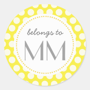 Monogrammed Yellow Dots - DIY Tags
