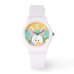 Monogrammed Yellow Easter Bunny Watch