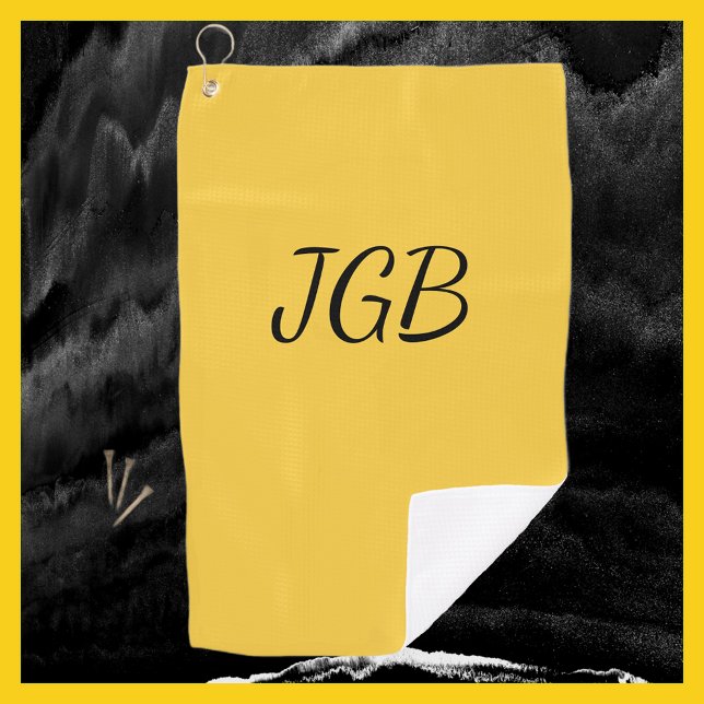 Monogrammed Yellow Gold or Choose Colour Backgroun Golf Towel (Creator Uploaded)