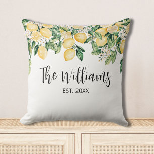 Monogrammed Yellow Lemon Tree Cushion