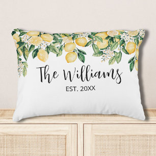 Monogrammed Yellow Lemon Tree Decorative Cushion