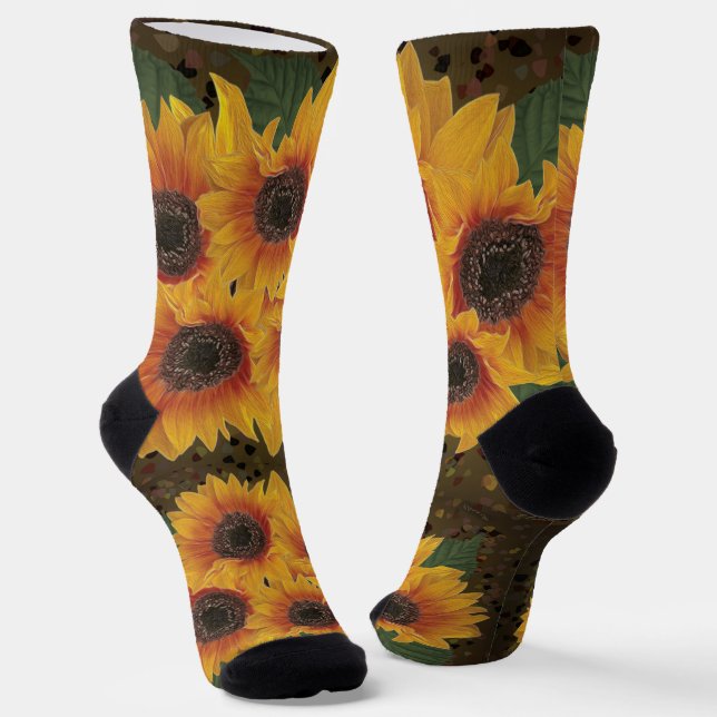 Monogrammed Yellow Sunflower Soul Crew Sock (Angled)