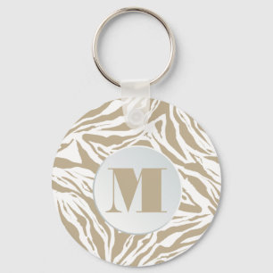 Monogrammed Zebra Animal Print Key Ring