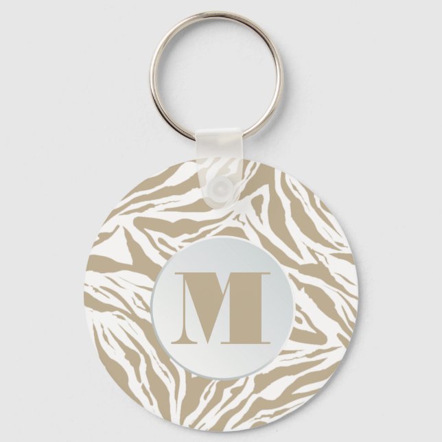 Monogrammed Zebra Animal Print Key Ring (Front)