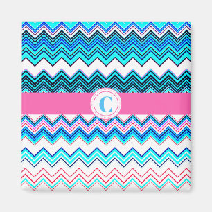 Monogrammed ZigZag Pattern Magnet