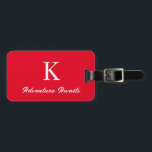 Monograms Adventure Awaits Typography Travel Gift Luggage Tag<br><div class="desc">Monogrammed initial s with custom text "Adventure Awaits" and also personal details like name,  address,  phone number and email all of which you can edit. Designed with red background and white text,  you can change the colour if you wish.</div>