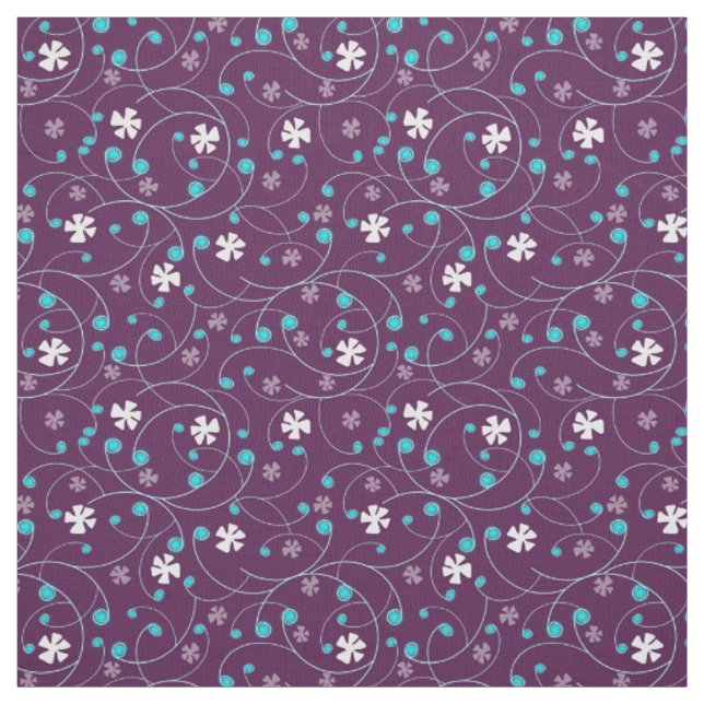 Monograms and flowers on a lilac background. fabric (Swatch)