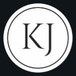Monograms Couple Name Black White Initial Letters Classic Round Sticker<br><div class="desc">Printed with monogram initials (which you can edit,  change and personalise) in unique black and white background. Design available in all sizes,  just choose the right size that you need.</div>