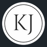 Monograms Couple Name Black White Initial Letters Classic Round Sticker<br><div class="desc">Printed with monogram initials (which you can edit,  change and personalise) in unique black and white background. Design available in all sizes,  just choose the right size that you need.</div>
