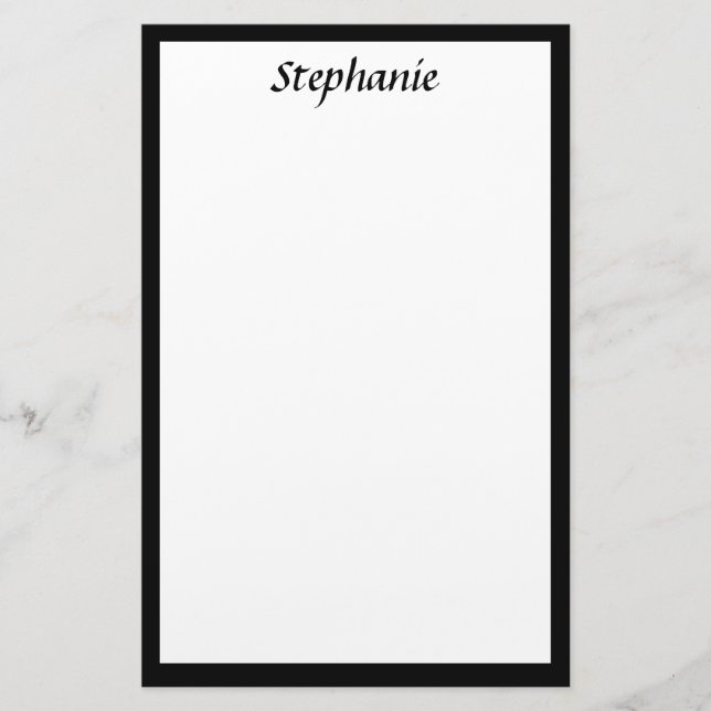 Monograms Custom Name Colour Black Borders Wedding Stationery (Front)