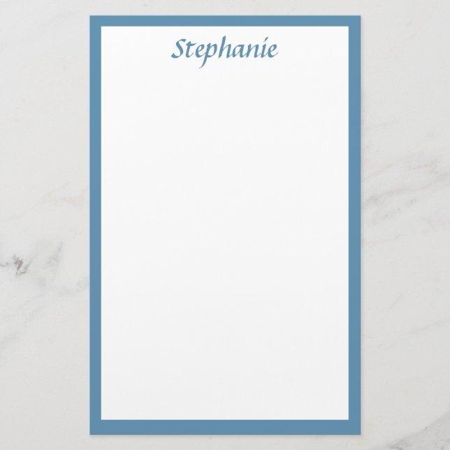 Monograms Custom Name Colour Dusty Blue Wedding Stationery (Front)