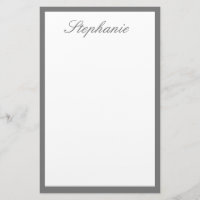 Monograms Custom Name Grey Bordered Edges White 