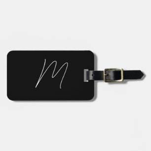 Monograms Custom Name Script Black White Gift Luggage Tag
