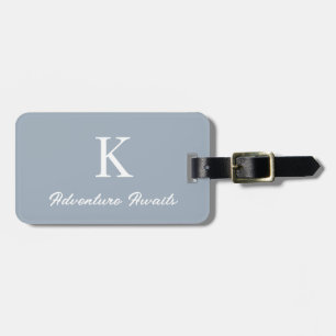 Monograms Dusty Blue Adventure Awaits Gift Favour Luggage Tag