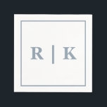 Monograms Dusty Blue Simple Minimal Trendy Wedding Napkin<br><div class="desc">Designed with text template for monogrammed initials which you can customise!</div>