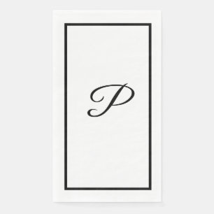 Monograms Letter Black White Bridal Shower Wedding Napkin