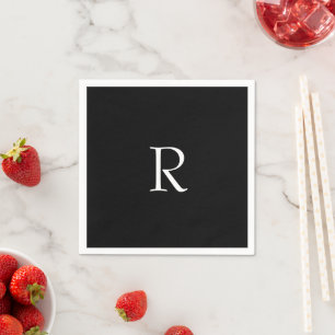 Monograms Letter Black White Wedding Bridal Shower Napkin