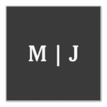 Monograms Name Black White Minimal Simple Wedding<br><div class="desc">Printed with monogram initials (which you can edit,  change and personalise) in bold font. Design available in all sizes,  just choose the right size that you need.</div>