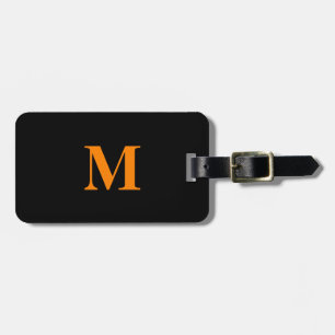 Monograms Name Orange Black Christmas Holiday Gift Luggage Tag