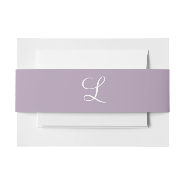 Monograms Pastel Purple Invitation Belly Band (Front Example)