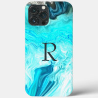 Monograms Teal White Patterns Agate Artstic Cute