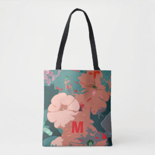 Monograms Wildflowers Floral Bridesmaid Wedding Tote Bag
