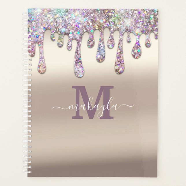 Monograph Glitter Drips Foil Custom Planner (Front)