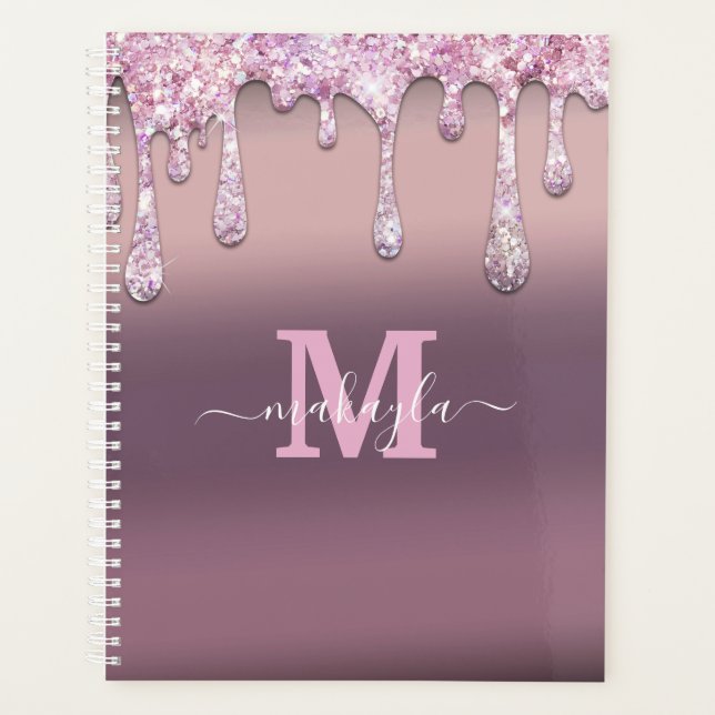 Monograph Glitter Drips Foil Custom Planner (Front)