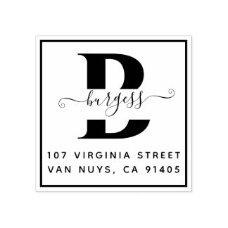 Monographic Simple Square Handwritten Rubber Stamp