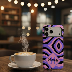 Monogream Groovy 70s Psychedelic Black Pink Purple