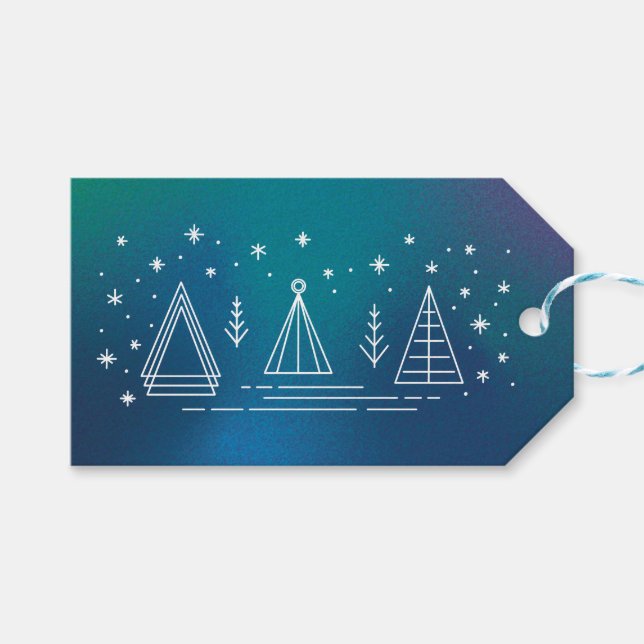 Monoline Christmas Trees  Gift Tags (Front (Horizontal))