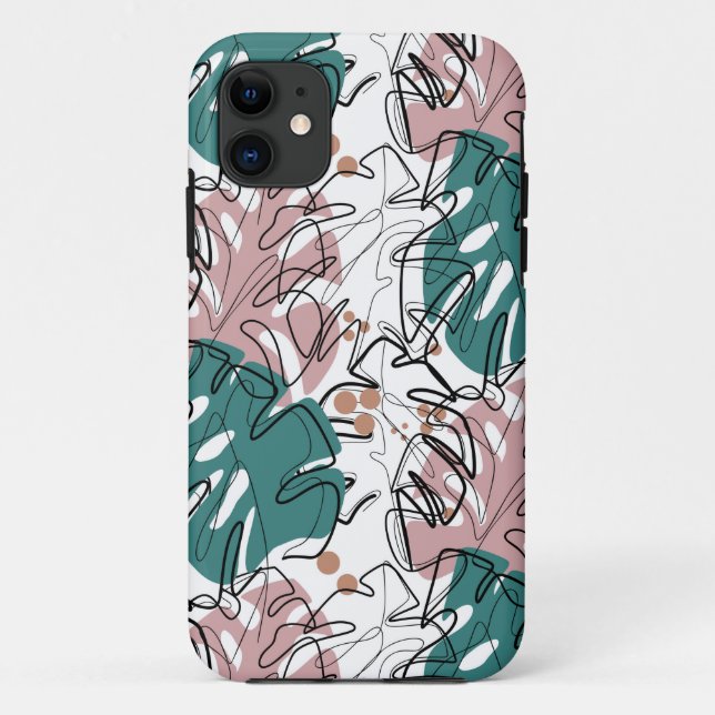 Monoline monstera leaves with colour spots  Case-Mate iPhone case (Back)