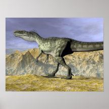 Monolophosaurus dinosaur in the desert - 3D render