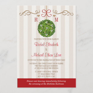 Monomgrammed Mistletoe Wedding Invitations